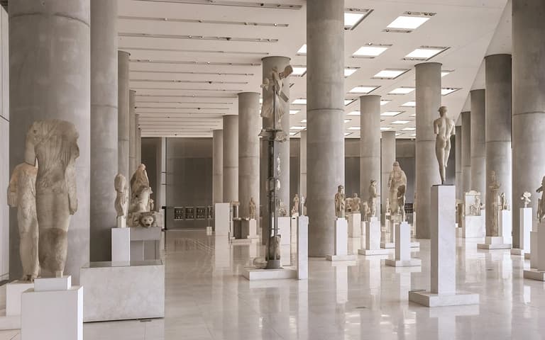 The Caryatids displayed inside the Acropolis Museum in Athens