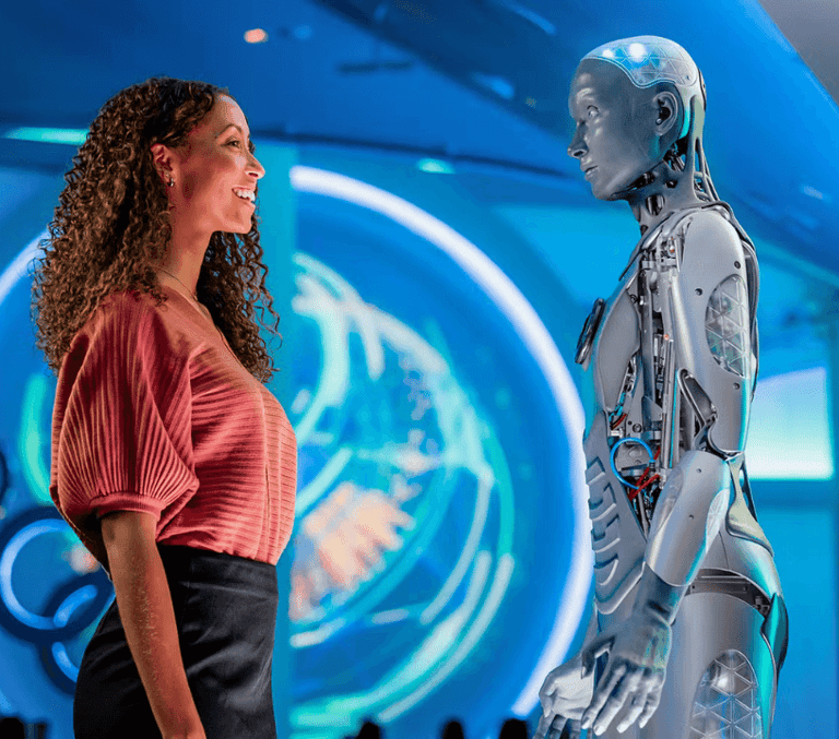 The Sphere Experience Las Vegas interactive atrium featuring holograms, AI robots and cutting-edge exhibits.