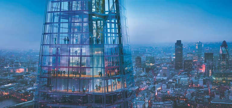The view across London from The Shard on a clear summer evening