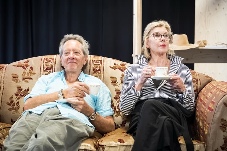 Richard E. Grant and Christine Baranski in rehearsals for Hay Fever at Wyndham's Theatre