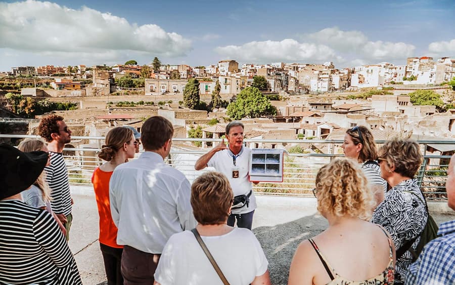 From Pompeii: Pompeii and Herculaneum Guided Tour with Train Transfer
