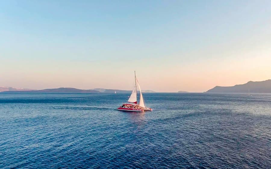 Santorini Catamaran Cruise with Greek BBQ & Drinks