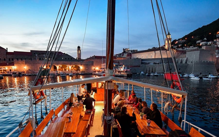 Dinner Cruise in Front of Dubrovnik City Walls at Sunset