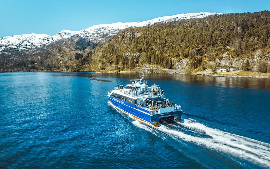 From Bergen: Mostraumen Fjord Cruise + Mt Fløyen Funicular & City Tour