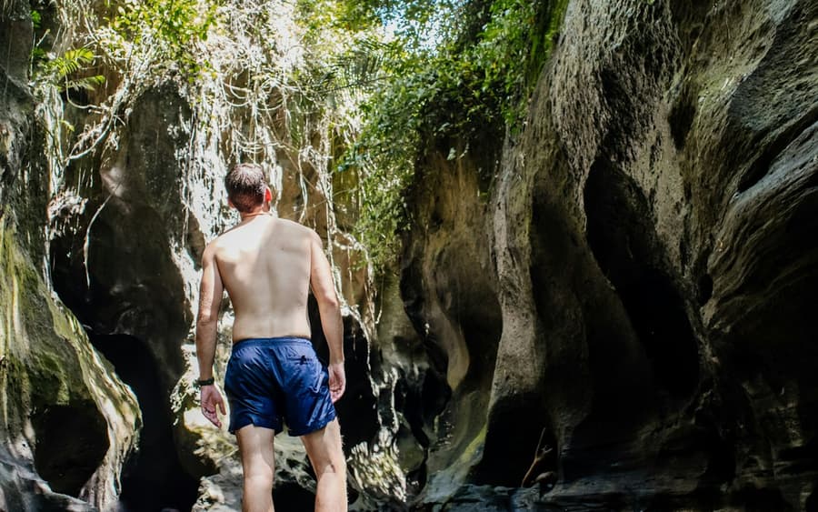 Bali Adventure Tour with Hidden Canyon Trekking and Goa Gajah Temple Visit