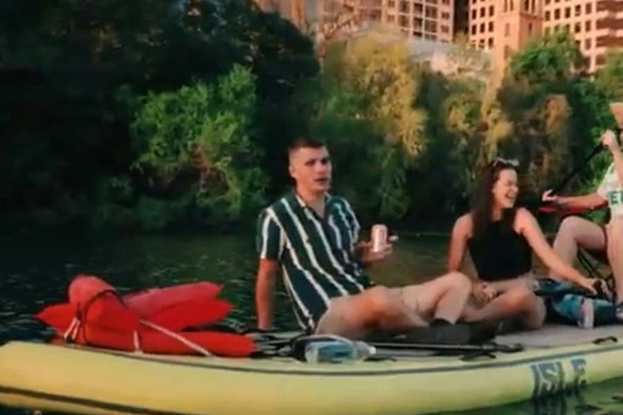 Giant Paddleboarding at Sunset with Bats, at Kayaking in Austin, Austin