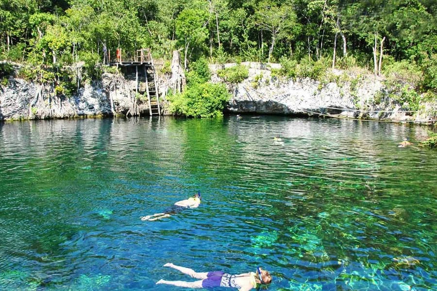 Cancún: Caribbean Snorkeling Tour with Open Sinkhole, Cavern, and Ocean Inlet, at Sailing Day Trips from Cancún, Isla Mujeres