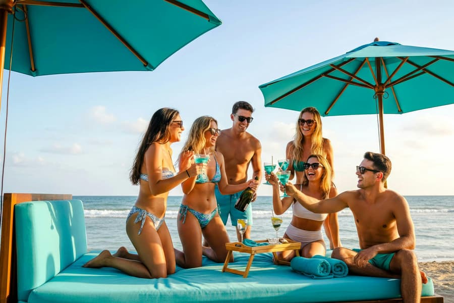 FINNS Beach Party Lagoon Zone: Party Lagoon Bed (Up to 6 Pax), at FINNS Beach Club