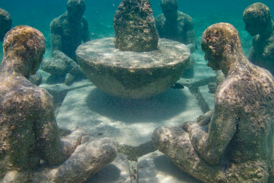 Cancún: MUSA Underwater Art Museum Glass-Bottomed Boat Tour with Drink, at MUSA Cancún Underwater Art Museum, Tulum