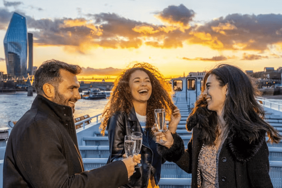 Thames River Evening Cruise with Sunset Views, Sparking Wine & Canapés, at Tower Pier