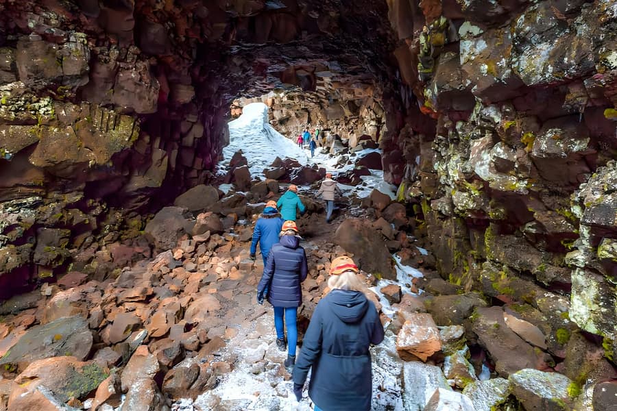 From Reykjavik: Raufarhólshellir Lava Tunnel Guided Tour with Transfers, at Raufarhólshellir, Reykjavik