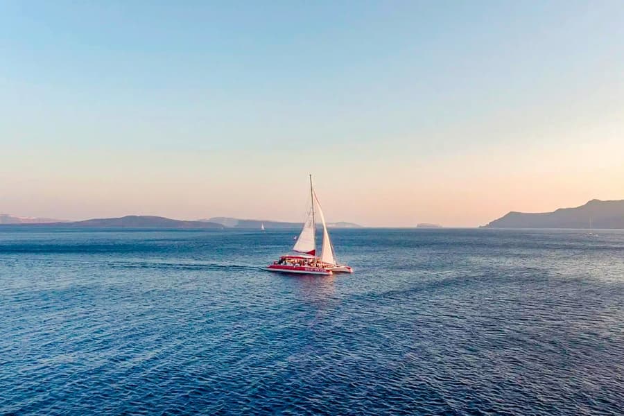 Santorini Catamaran Cruise with Greek BBQ & Drinks, Santorini