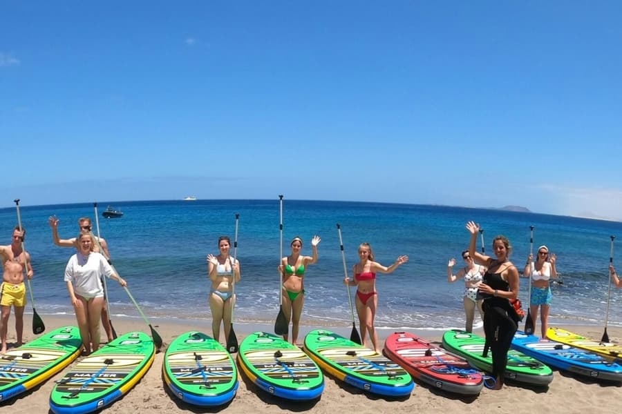 Playa Blanca: Paddle Boarding Class + Snorkeling + Transfers, at Lanzarote Water Sports, Lanzarote