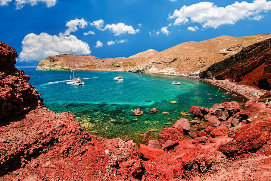 Archaeological Bus Tour to Akrotiri Excavations & Red Beach, Santorini
