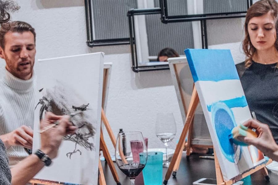 Rome: Paint and Sip Experience with Italian Wine & Pizza, at Rome Food Tours