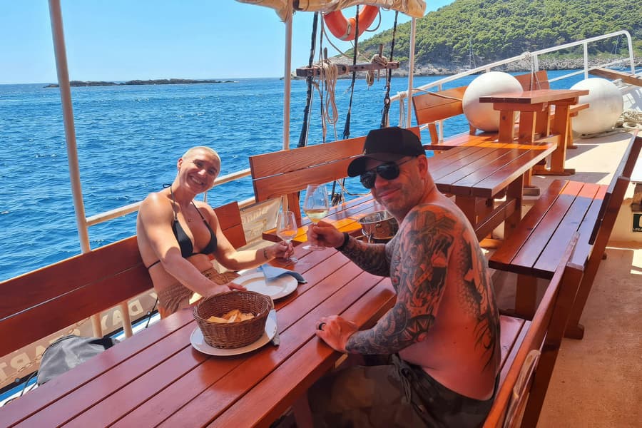 Lunch on Board in Front of Dubrovnik City Walls, Dubrovnik