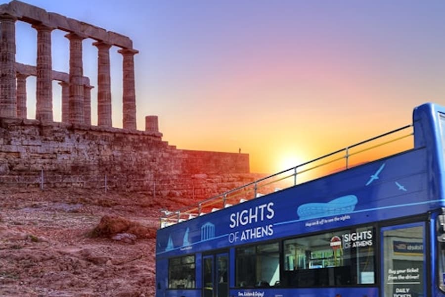Pachet combinat Atracțiile Atenei: autobuz Hop-on Hop-off + tur la apus la Capul Sounion, at Cape Sounion Day Trips from Athens, Athens