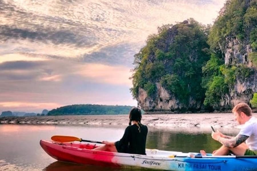 Krabi: Tour de Kayak ao Pôr do Sol em Ao Thalan com Jantar de Churrasco, Krabi