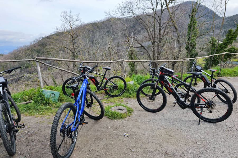Vanuit Sorrento: Begeleide E-Bike Tour naar de Vesuvius, at Sorrento, Pompeii and Naples