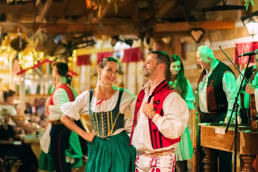 Prague: Traditional Dinner with Folk Show + Private Transfer, at Prague Food & Drink Tours