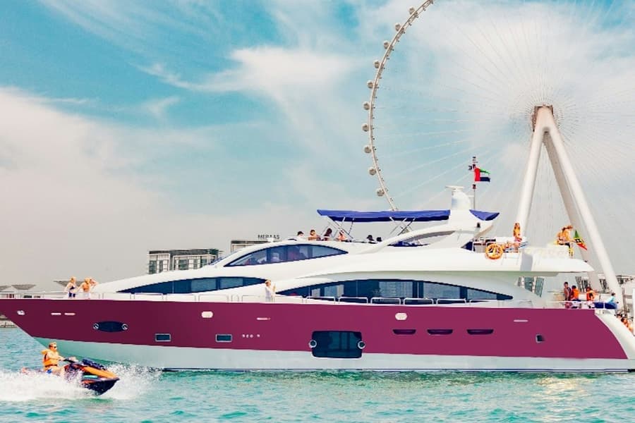 Dubai Harbour: Yacht Ride & Slide, Swim & Snorkel with BBQ Lunch, at Dubai Sightseeing Cruises, Dubai