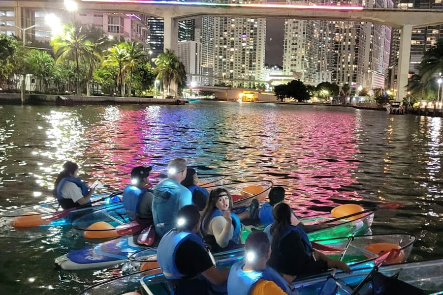 Miami: Guided LED-Lit Kayak Night Tour + Drinks, at Miami Water Activities, Miami