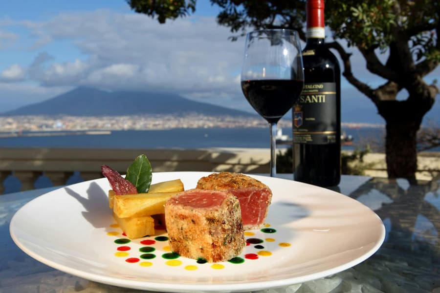 Romantic Dinner on the Rooftop Panoramic Terrace in Naples, at Via Partenope