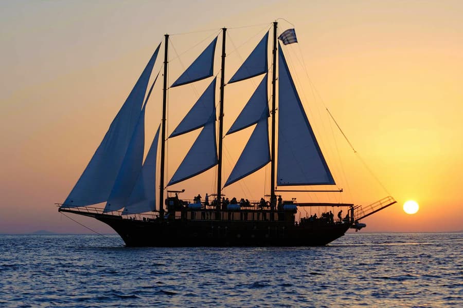 Santorini Volcano Sunset Dinner Cruise & Open Buffet with Transfers, Santorini