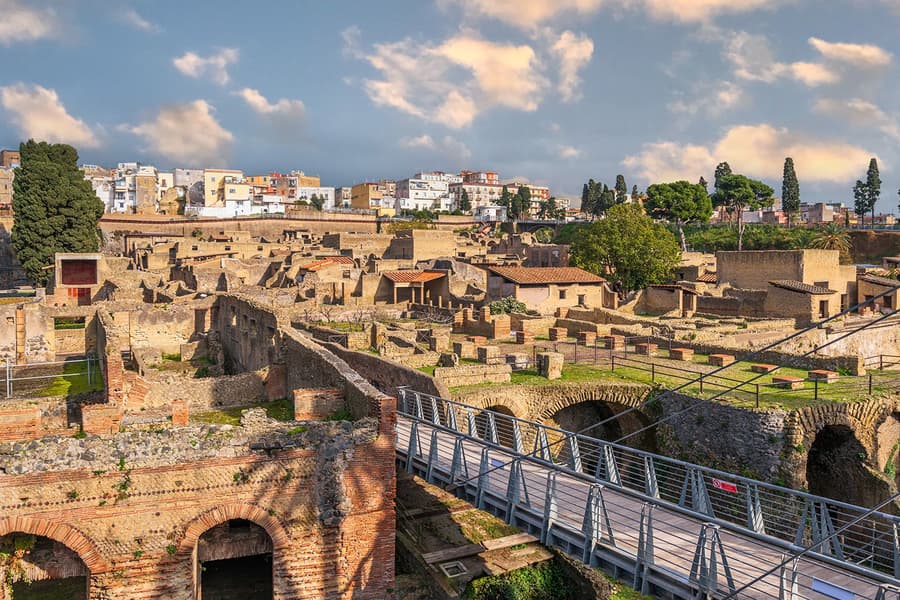 From Naples: Pompeii, Herculaneum & Vesuvius Day Trip, at Piazza Giuseppe Garibaldi, 91