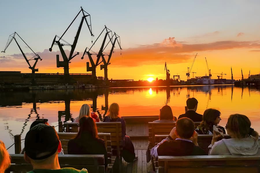 Depuis Gdańsk : Croisière au coucher du soleil sur un bateau historique, Gdansk