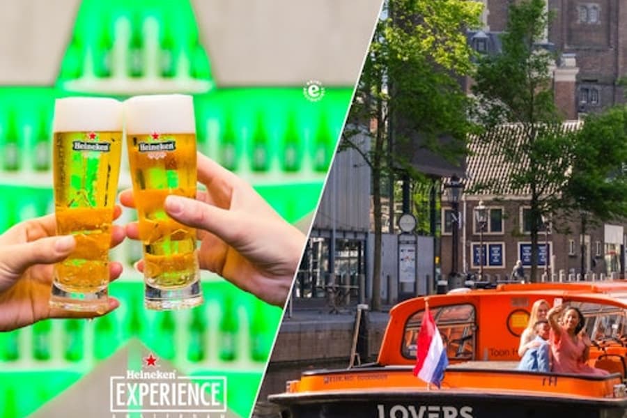 Amsterdam: 1-Hr Sightseeing Cruise + Heineken Experience Entry, at Heineken Experience