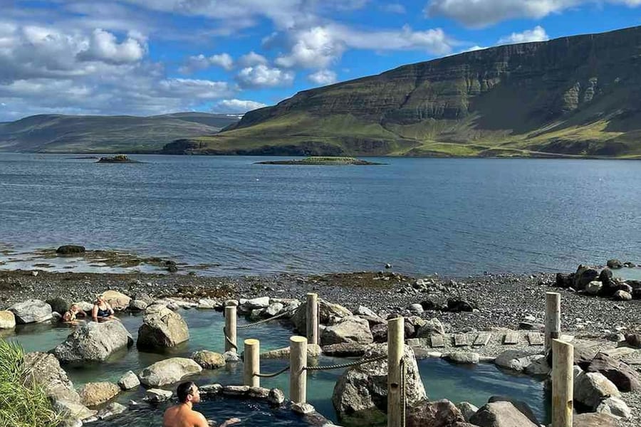 Hvammsvík Hot Springs: Entry Ticket + Roundtrip Transport, at Hvammsvík Hot Springs, Hvammsvík