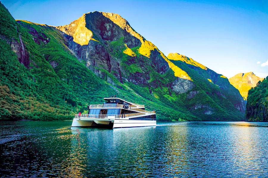 From Bergen: Guided Day Tour of Flåm & Stegastein Viewpoint with Nærøyfjord Cruise, Bergen