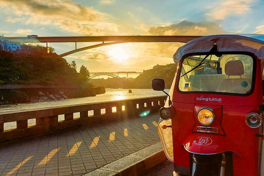 Porto: Guided Sunset Tuk Tuk Tour with Wine, at Porto Tuk Tuk Tours, Porto