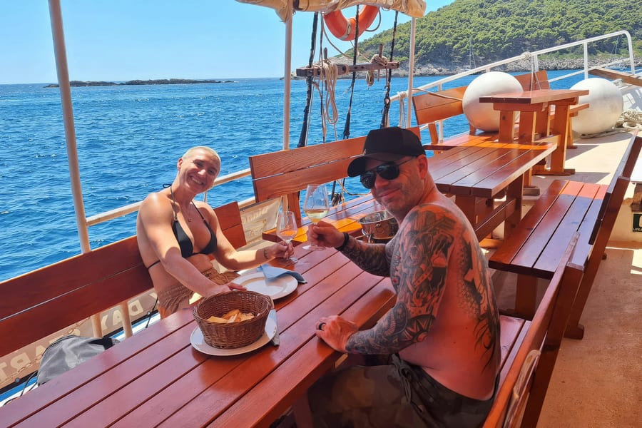 Lunch on Board in Front of Dubrovnik City Walls, Dubrovnik