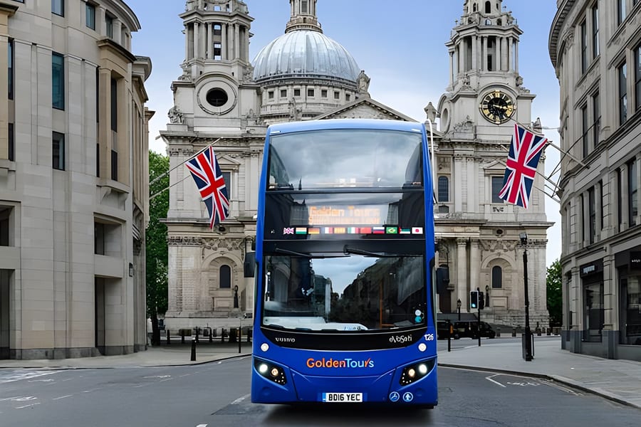 Golden Tours: Tur London Hop-on Hop-off Bus dengan Pilihan Pelayaran Sungai Thames, London