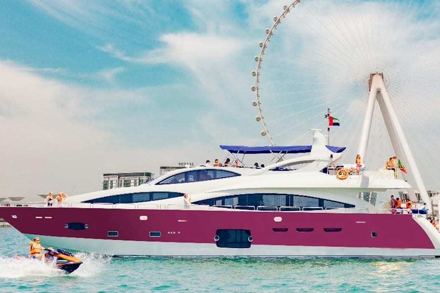 Dubai Harbour: Yacht Ride & Slide, Swim & Snorkel with BBQ Lunch, at Dubai Sightseeing Cruises, Dubai