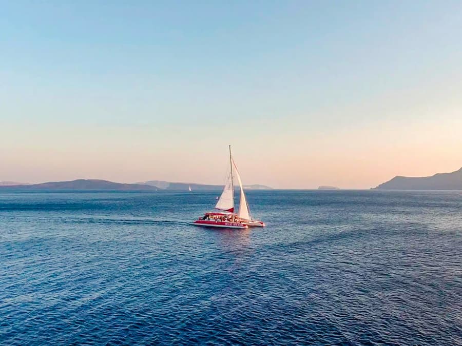 Santorini Catamaran Cruise with Greek BBQ & Drinks