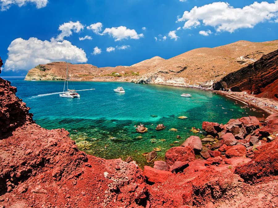 Archaeological Bus Tour to Akrotiri Excavations & Red Beach