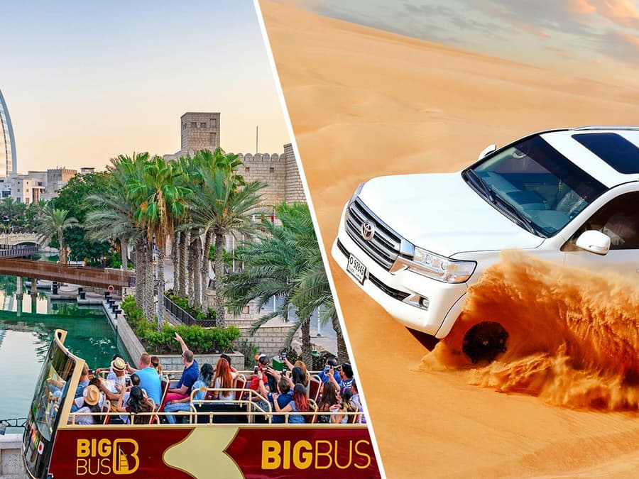 Combo: Dubai Hop-on Hop-off Bus Tour + Desert Safari & Dune Bashing
