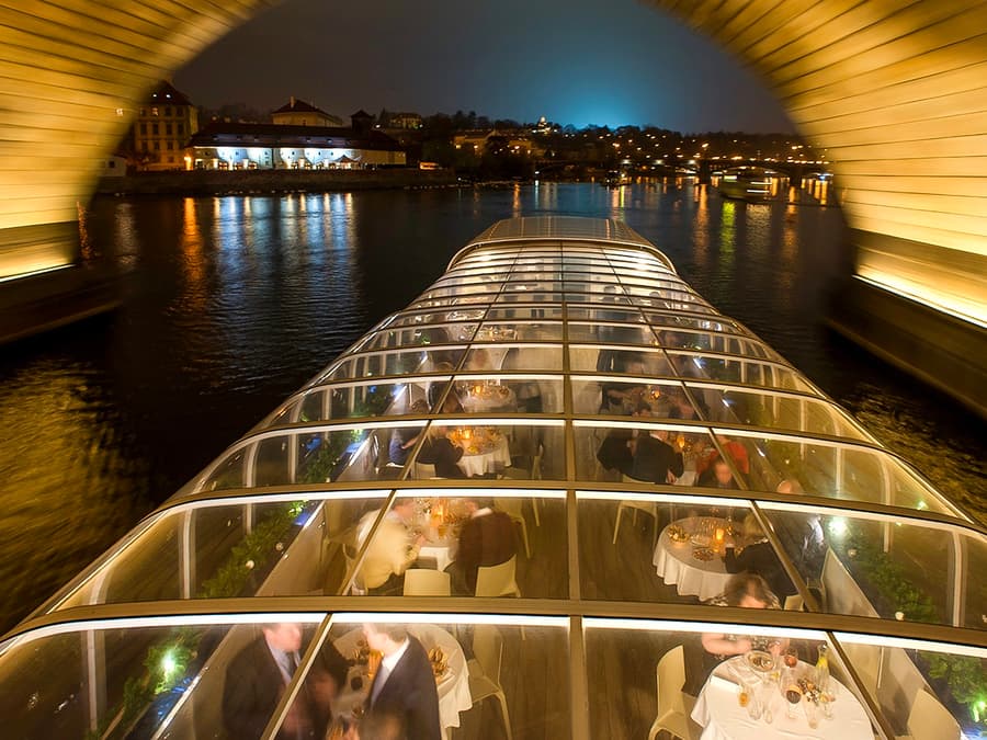 Prague Dinner Cruise on an Open-Top Glass Boat with Live Music