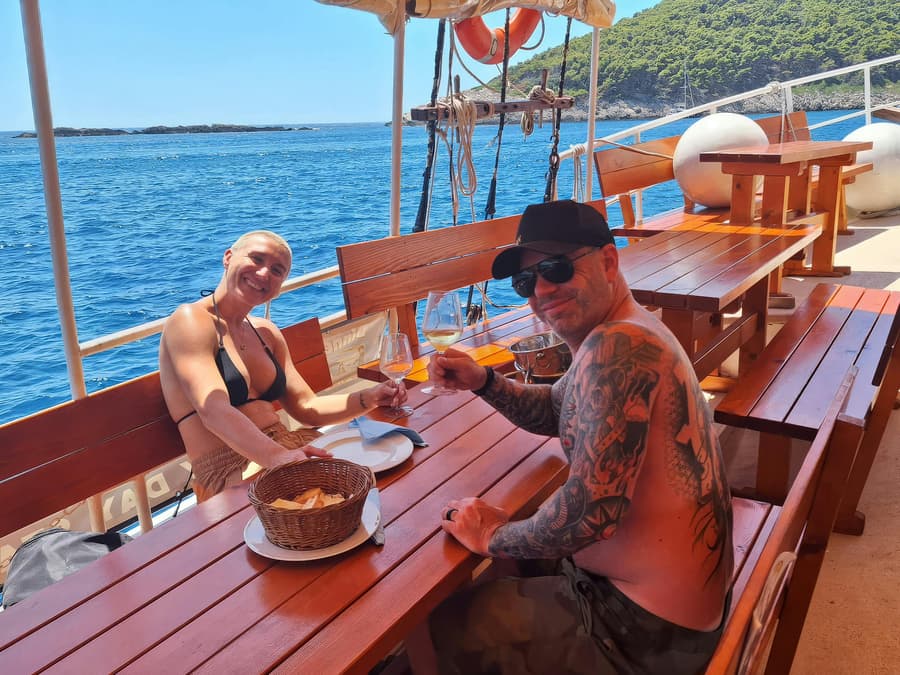 Lunch on Board in Front of Dubrovnik City Walls