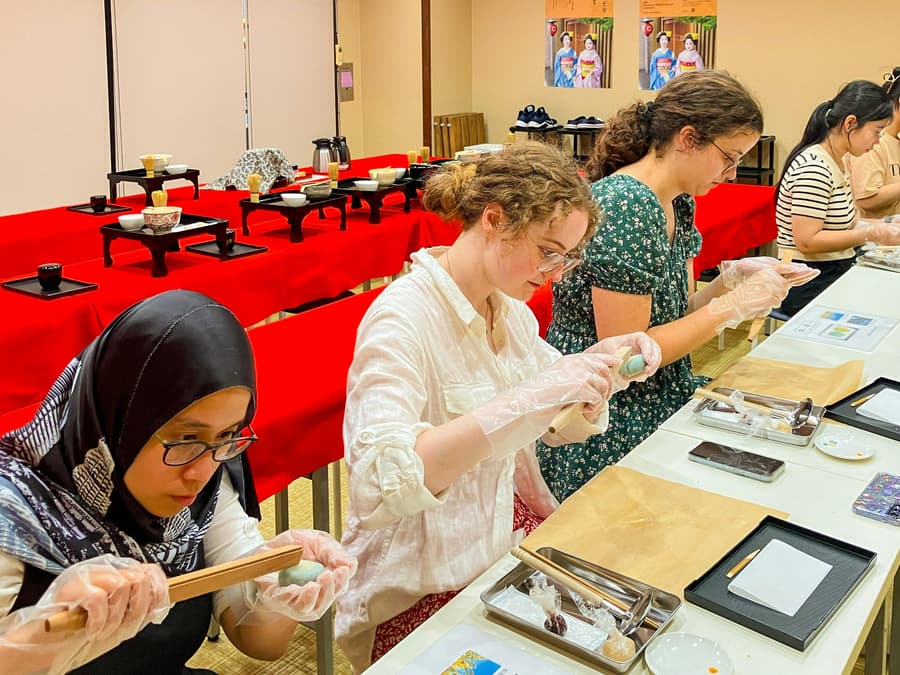 Kyoto Karasuma Area: Tea Ceremony Experience with Japanese Traditional Sweets Making