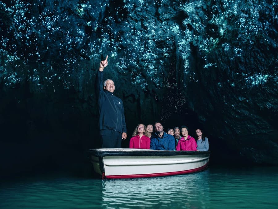 From Auckland: Hobbiton Movie Set & Waitomo Glowworms Caves Guided Tour