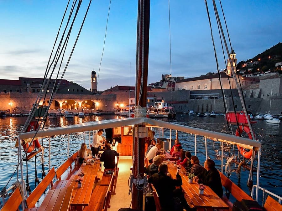 Dinner Cruise in Front of Dubrovnik City Walls at Sunset