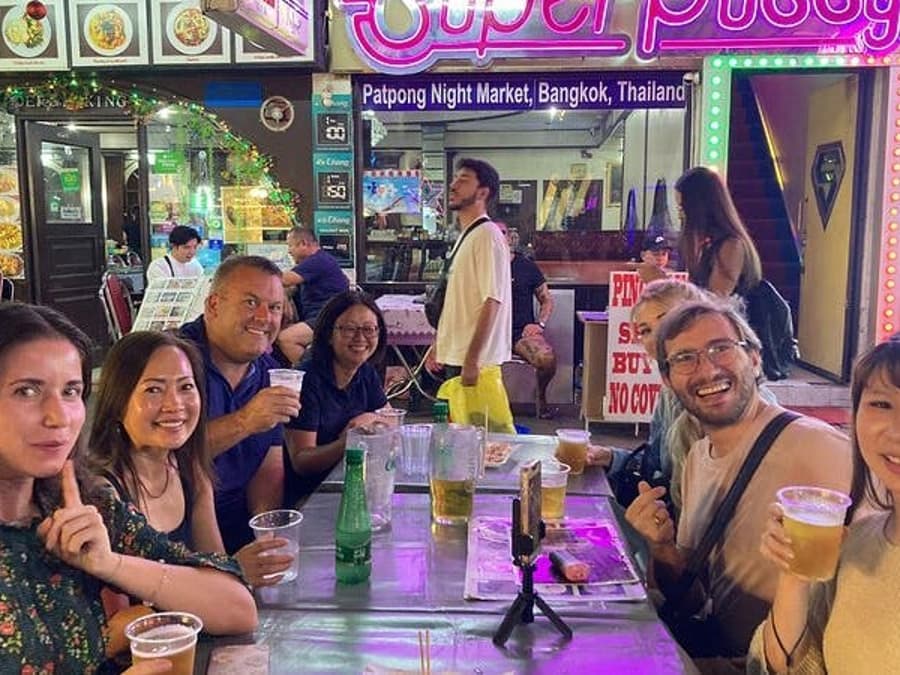 Bangkok Night Tuk Tuk Food and Drink Tour with Night Market and Hidden Bar Visit