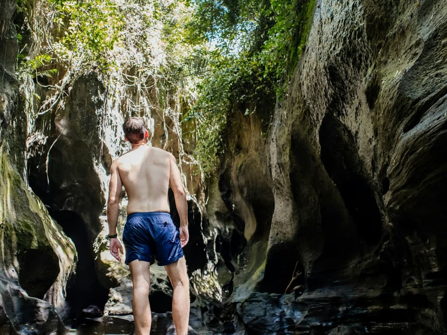 Bali Adventure Tour with Hidden Canyon Trekking and Goa Gajah Temple Visit