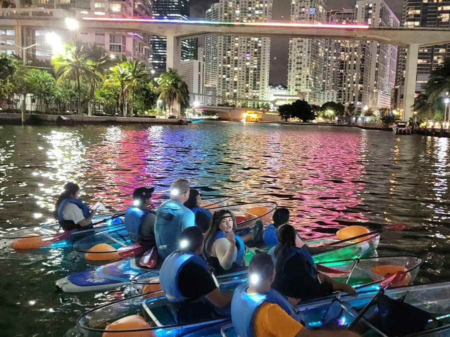 Miami: Guided LED-Lit Kayak Night Tour + Drinks