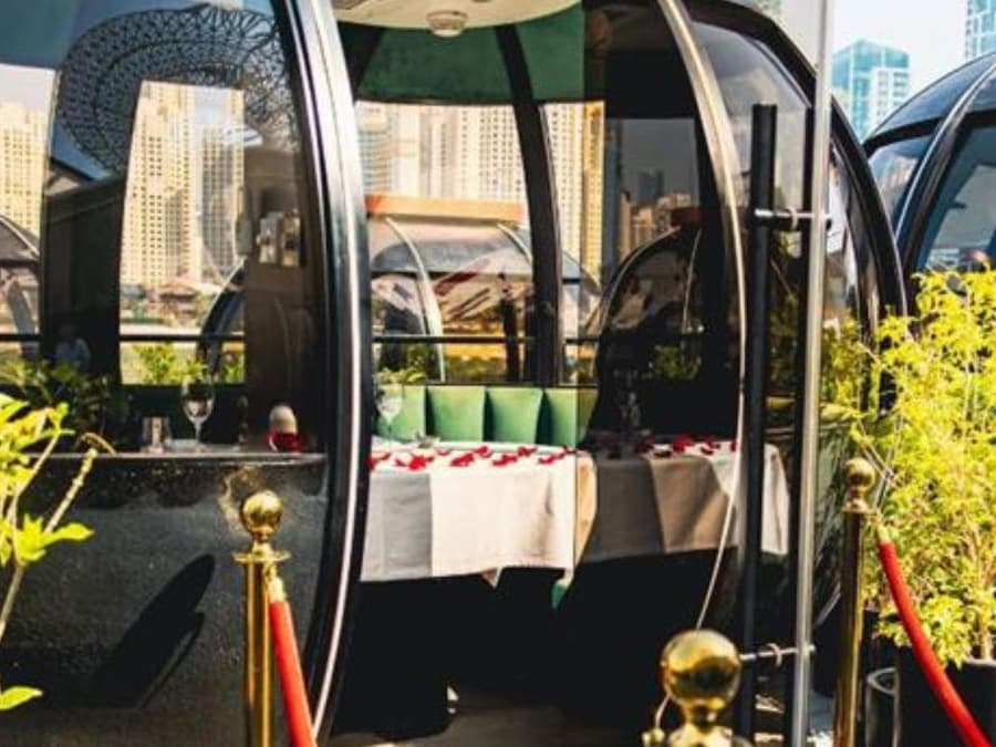 Dubai Private Pod Dining Experience with 4-Course Pan-Asian Set Menu and Skyline Views