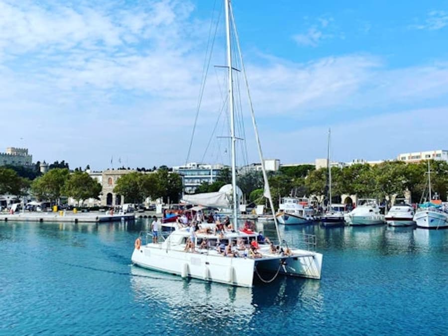 Rhodes: Wind All-Inclusive Sunset Cruise on a Sailing Catamaran